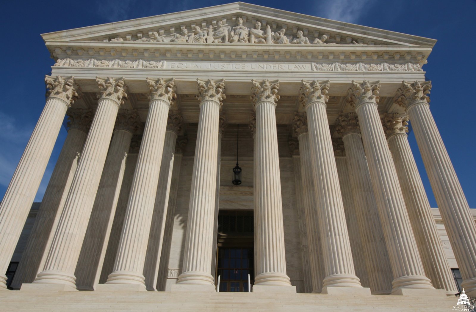 The west facade of the United States Supreme Court Building in Washington, D.C.