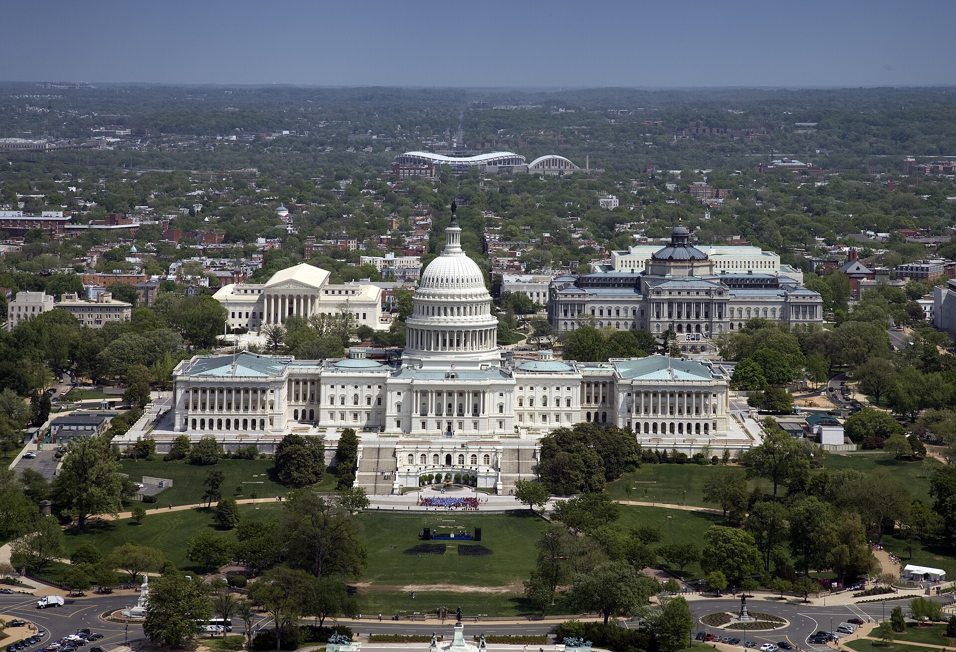 Aerial view of the United States Capitol building in Washington, D.C.
