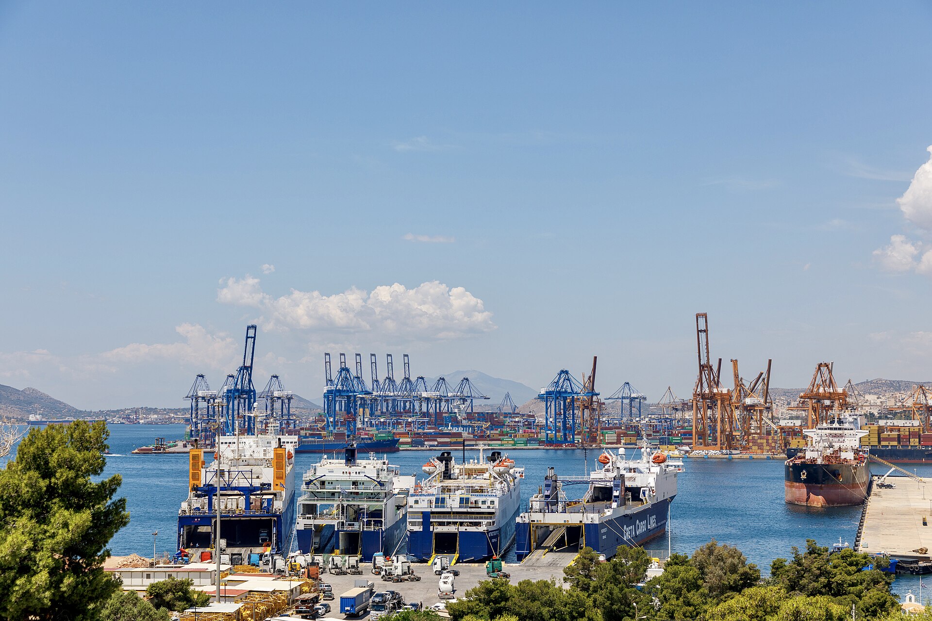 piraeus-cosco-belt-road-july-2026 Container port of Piraeus, Greece, a COSCO-operated Belt and Road asset