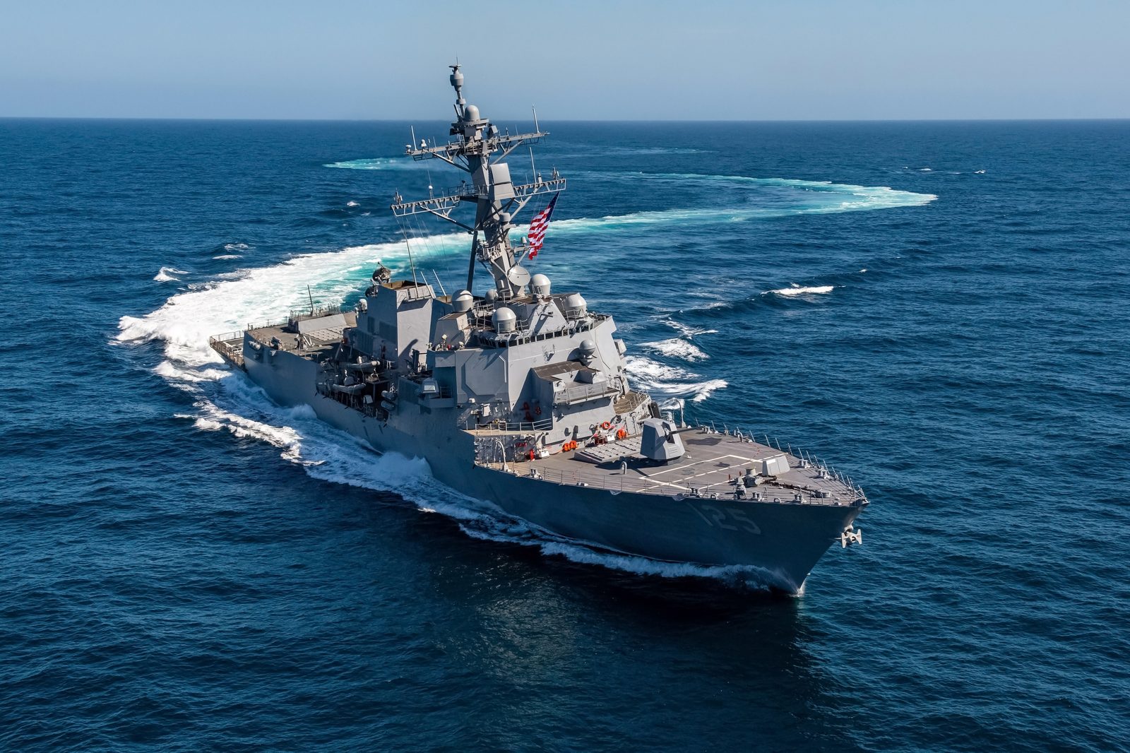 tij-morning-wire-2026-07-17 A U.S. Navy guided-missile destroyer at sea (U.S. Navy photo, public domain).