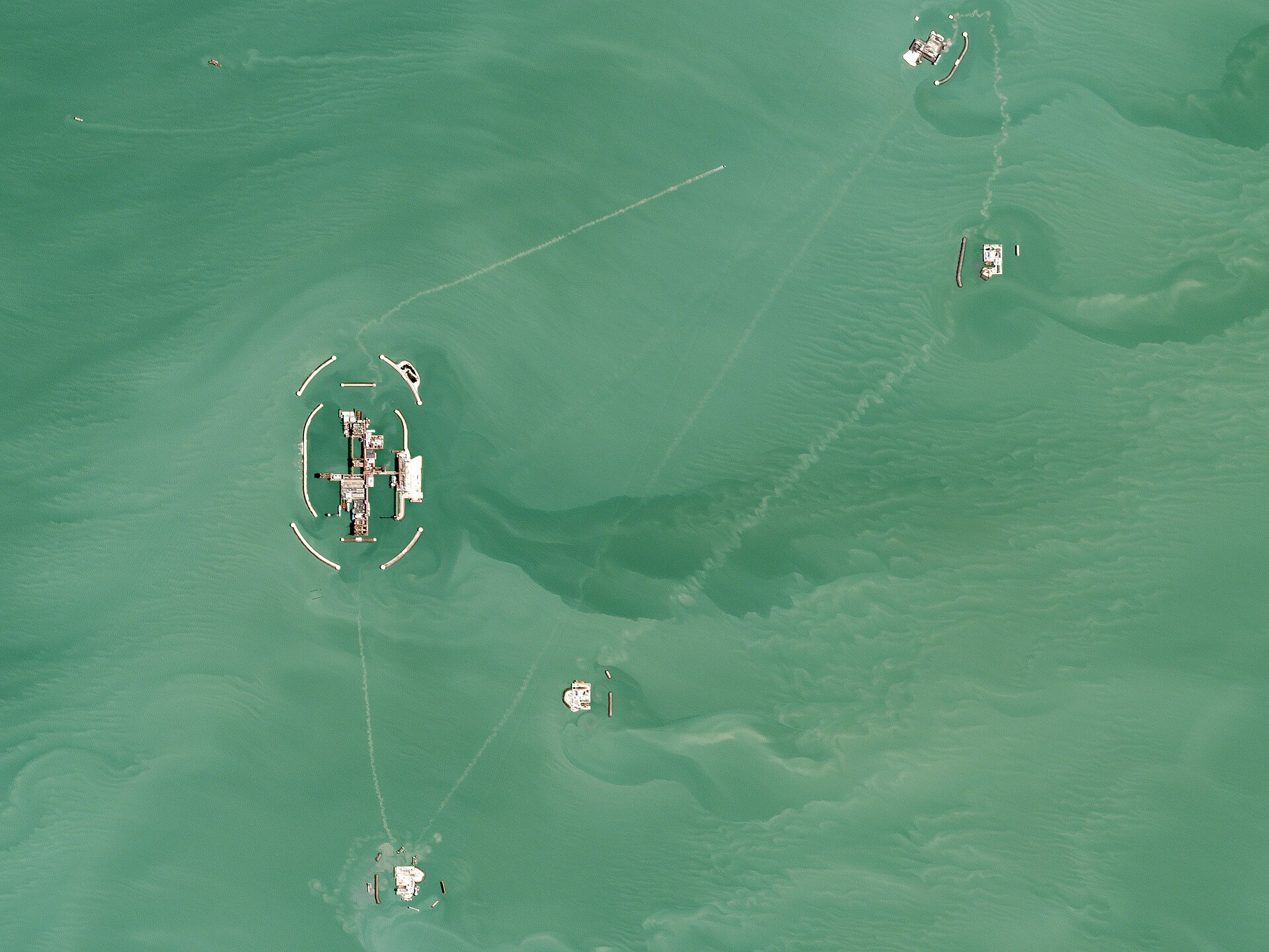Satellite image of the Kashagan oil field in the Caspian Sea