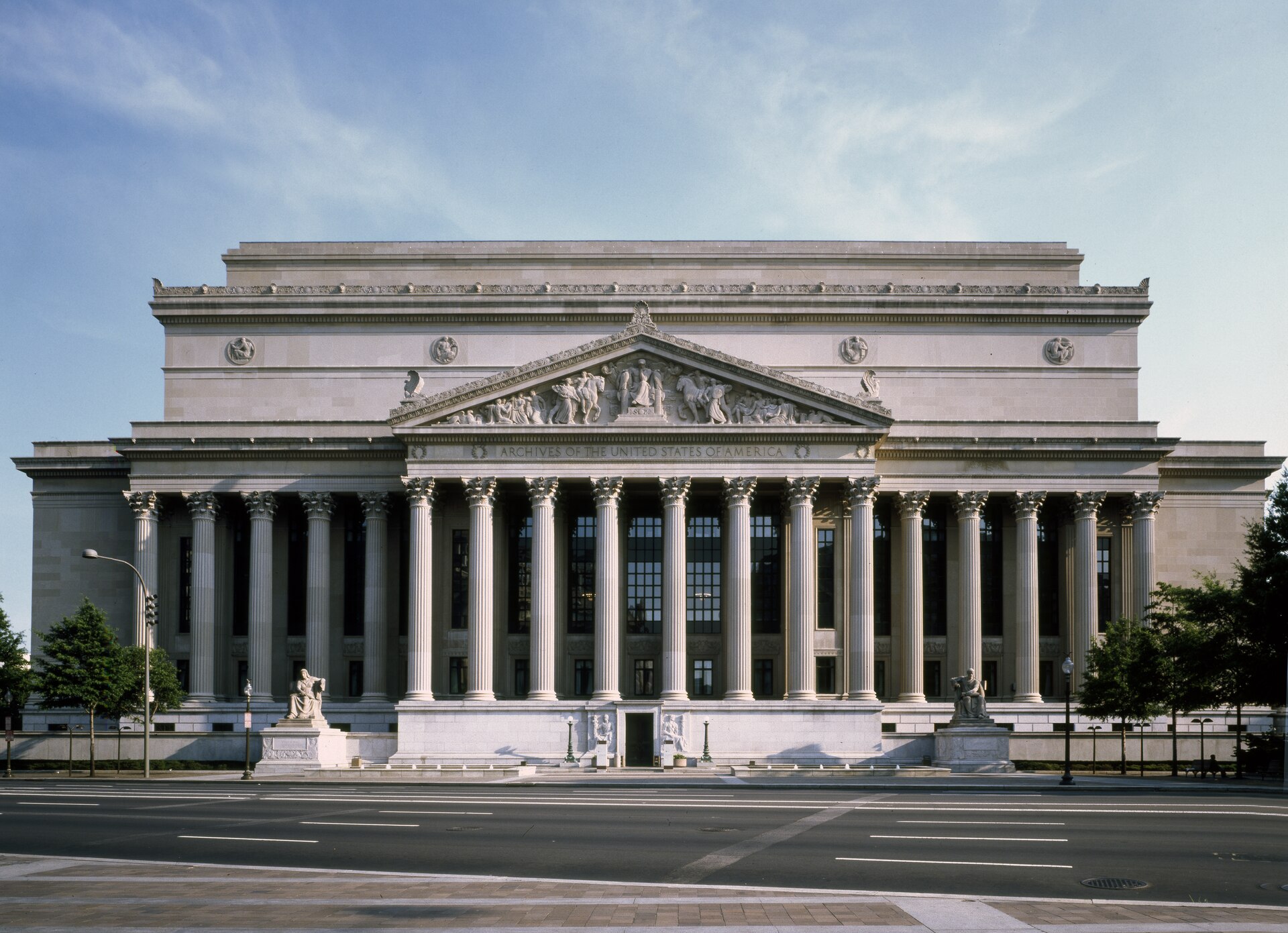 Pennsylvania Avenue view of the National Archives Building in Washington, D.C., home of the Office of the Federal Register.