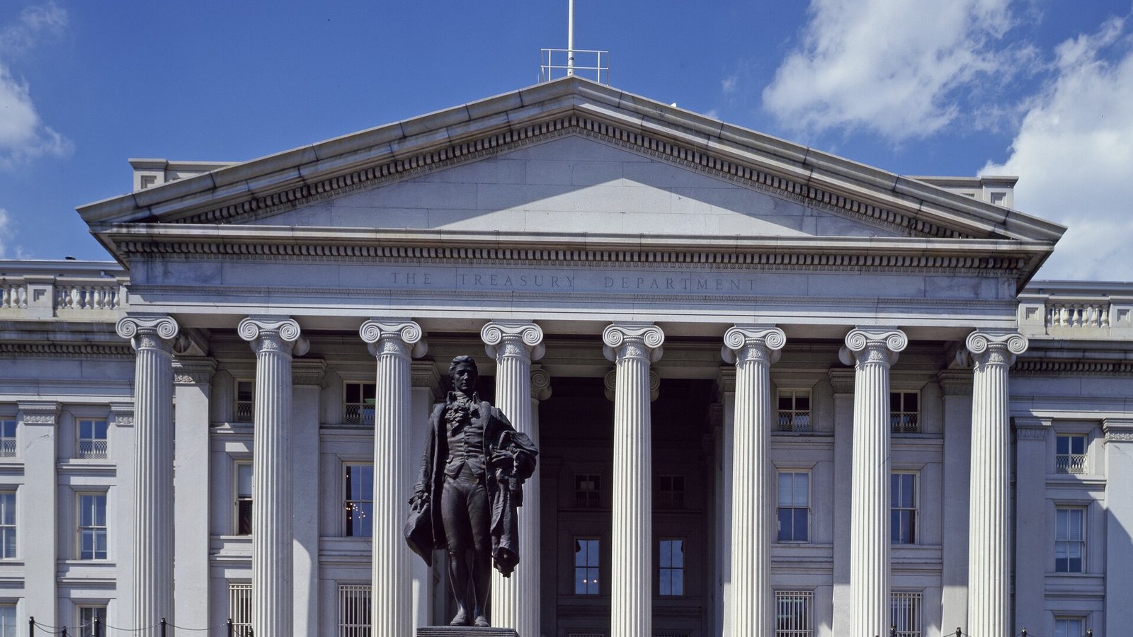 treasury-building-federal-register-watch-2026-08-14 The U.S. Treasury Department building in Washington, D.C., with the Alexander Hamilton statue in the foreground